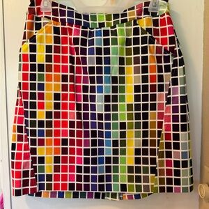 CHARLIE B Red and Yellow Knee-Length Pencil Skirt